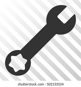 Gray Wrench toolbar icon. Vector pictograph style is a flat symbol on diagonal hatch transparent background.