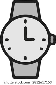 Gray wristwatch icon representing time fashion accessory and personal timekeeping device symbol concept