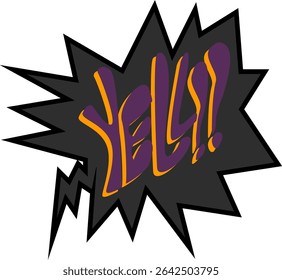 gray yell comic dialog vector with yell word inside