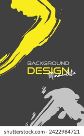 Conjunto de diseño abstracto gris y amarillo. Pintura de tinta en el folleto, elementos de diseño aislados en la oscuridad.