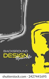 Gray and yellow abstract design set. Ink paint on brochure, Design elements isolated on dark.