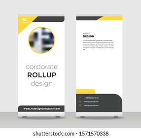 Gray yellow Abstract Shapes Modern Exhibition Advertising Trend Business Roll Up Banner Stand Poster Brochure flat design template creative concept. Gray yellow Roll Up EPS