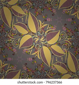 Gray, yellow and beige Leaves vector Template. Seamless pattern Vector illustration.