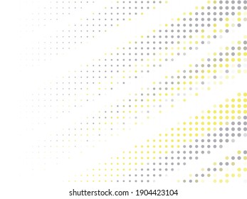 Los puntos grises y amarillos sobre un fondo blanco. Efecto semitónico. Diseño vectorial para banners, tarjetas, fondos de pantalla y cubiertas.