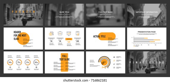 Gray and Yellow elements on a white background. This template is the best as a business presentation, used in marketing and advertising, the annual report, flyer and banner