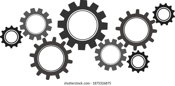 gray yellow gears with light bulb is a symbol of a new idea and discovery. Vector graphics