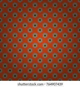 Gray, yellow and orange vector illustration. Floral illusion seamless pattern.