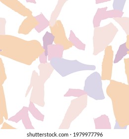 Gray and Yellow and Pink Terrazzo Tile Vector Seamless Pattern. Pebble Terrazzo Wall Postcard. Bright Granite Design.
