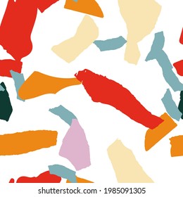 Gray and Yellow and Red Terrazzo Tile Vector Seamless Pattern. Geometric Terrazzo Wall Illustration. Bright Colorful Design.