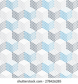 gray-blue dotted cubical pattern, vertical hexagons