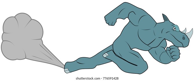 gray-blue man Rhino runs