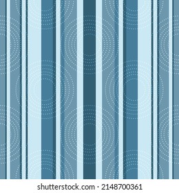 Gray-blue seamless pattern of vertical stripes with white translucent concentric circles. Vector image eps 10