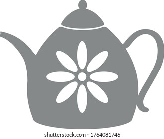 Gray,flat teapot icon on white background for web and mobile.