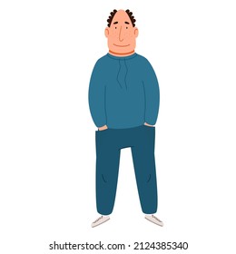 A gray-haired man in a tracksuit with his hands in his pockets.