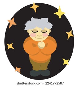 a gray-haired man wishing on the stars