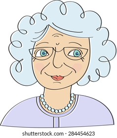 Gray-haired old woman smiling