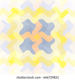 Grayish blue, glaucous, white and yellow crossed wavy stripes abstract background. Seamless vector pattern with intersecting curve lines. Textile, fabric swatches graphic design. Geometric banner.