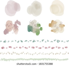 Grayish nuance color watercolor hand-painted material / line / round parts / abstract pattern decoration