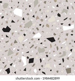 Gray,light beige,black color Seamless Texture Terrazzo Floor, Abstract Terrazzo vector background.Marble floor for design.Vector illustrator