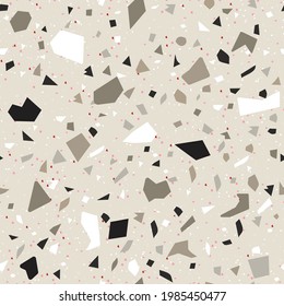 Gray,light beige,white,black color Seamless Texture Terrazzo Floor, Abstract Terrazzo vector background.Marble floor for design.Vector illustrator
