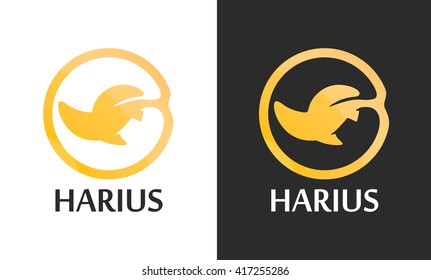 Grayling on Vector Gold Logo isolated on white and black background.
