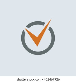 Gray-orange Check Mark Round Icon