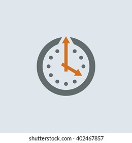 Gray-orange Clock Round Icon