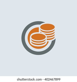 Gray-orange Coins Round Icon