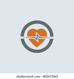Gray-orange Heart Round Icon