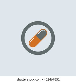 Gray-orange Pill Round Icon