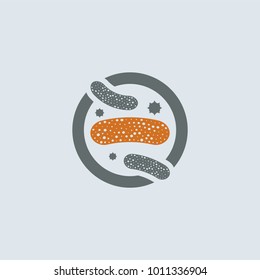 Gray-orange Probiotic Lactobacillus In Petri Dish Round Web Icon