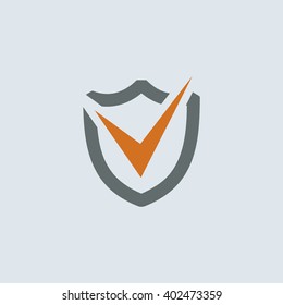 Grayorange Shield Check Mark Round Icon Stock Vector (royalty Free 