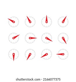 Gray-red Indicator Set. Round Speedometer. Twelve Step Indicator Set