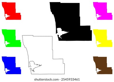 Grays Harbour County, Estado de Washington (Condado dos EUA, Estados Unidos da América, EUA, EUA) mapa ilustração vetorial, esboço de rabisco Mapa de Grays Harbour