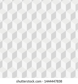 Grayscale 3d Cubes minimal, repeatable pattern simple seamless, spatial geometry, vector graphics