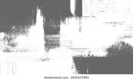 Plano de fundo abstrato em tons de cinza com uma mistura de traçados de pincel horizontais e verticais criando uma textura manchada com vários tons de cinza e branco.