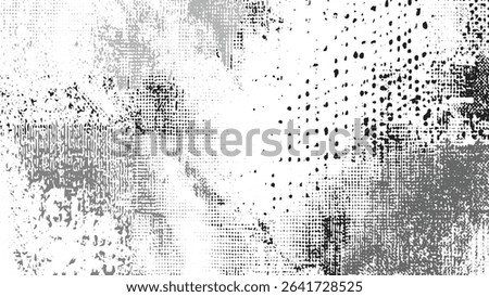 Grayscale abstract background featuring a blend of stippled and hatched patterns creating a textured distressed effect Shades of gray black and white are unevenly distributed