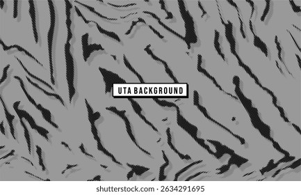 A grayscale abstract background with a tiger-stripe-like pattern created using halftone shading, giving a bold and dynamic texture with a modern artistic feel.