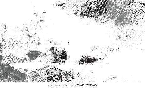 Grayscale abstract background with varying shades of black gray and white creating a mottled textured effect resembling splattered paint or a distressed surface dust background.