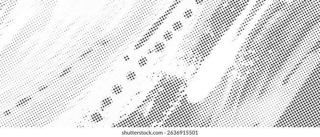 Grayscale Abstract Halftone Grunge Brushstroke Pattern Background for Distressed and Modern Designs