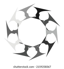 Grayscale abstract mandala, motif shape. Abstract logo element. Circular geometric mandala, motif shape (Series)
