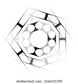 Grayscale abstract mandala, motif shape. Abstract logo element. Circular geometric mandala, motif shape (Series)