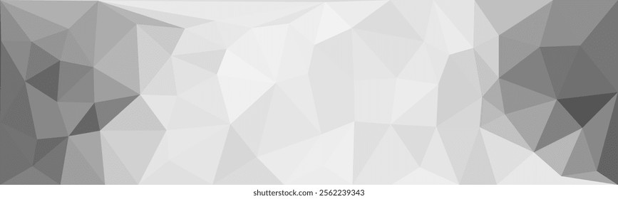 A grayscale abstract polygonal background with various shades of gray forming a dynamic and minimalist low-poly design, creating a clean and modern visual aesthetic.