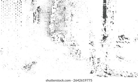 Textura abstrata em tons de cinza com padrões densos manchados de cinza e branco. Elementos salpicados e agrupados criam um efeito angustiado. Uma seção de meio-tom está visível.