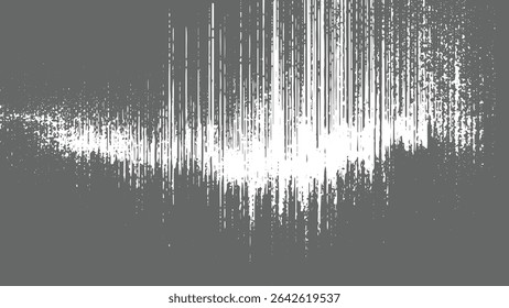 Textura abstrata em tons de cinza com traçados de pincel branco vertical denso contra um plano de fundo cinza escuro. A tinta branca mostra densidades e texturas variáveis, criando um efeito de grunge angustiado.