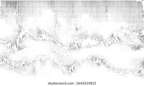 Textura abstrata em tons de cinza com uma mistura de pontos de meio-tom e traçados de linha orgânicos criando um efeito manchado 