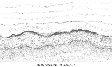 Abstracto en escala de grises con líneas onduladas y texturas celulares que crean una sensación orgánica angustiada.