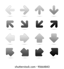 Grayscale arrow sign web internet button with shadow on white background. This vector illustration saved in 8 eps