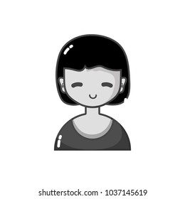 grayscale avatar girl with blouse and hairstyle design