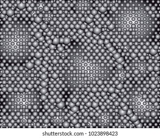 Grayscale background with bubbles. Abstract geometric pattern. Vector clip art.